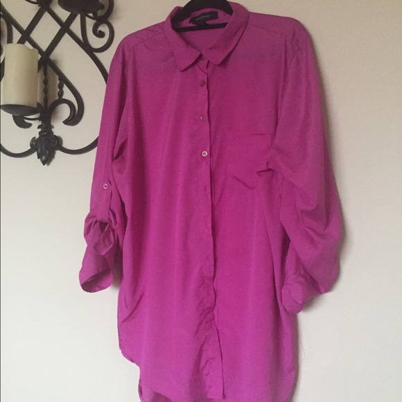 Ashley Stewart Button Down Rill Tab Tunic 14/16 - Picture 2 of 7